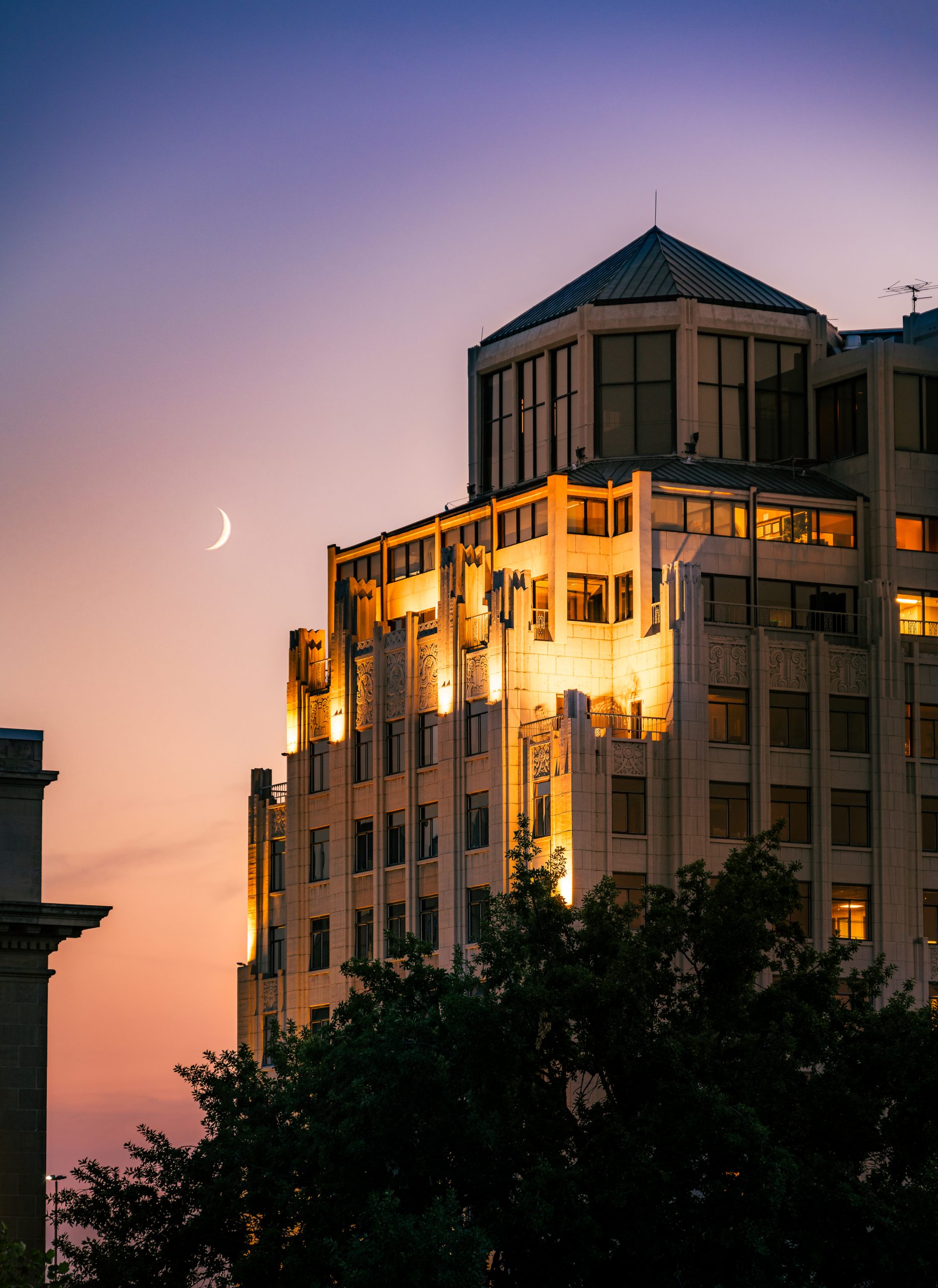 Crescent moon over boise