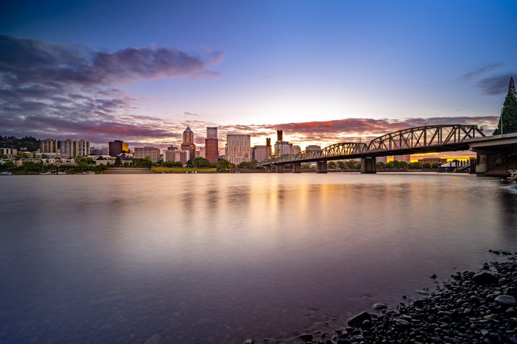 Portland Waterfront at sunset