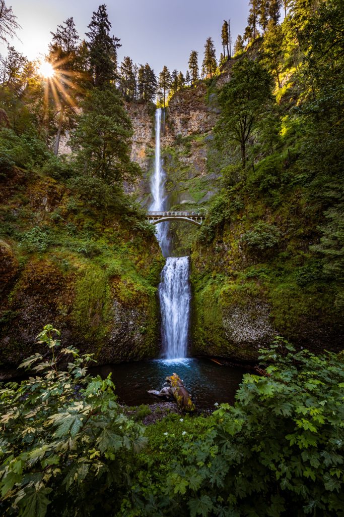 Sunstar Over Multnomah Falls Oregon