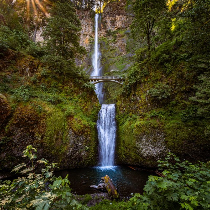 Sunstar Over Multnomah Falls Oregon